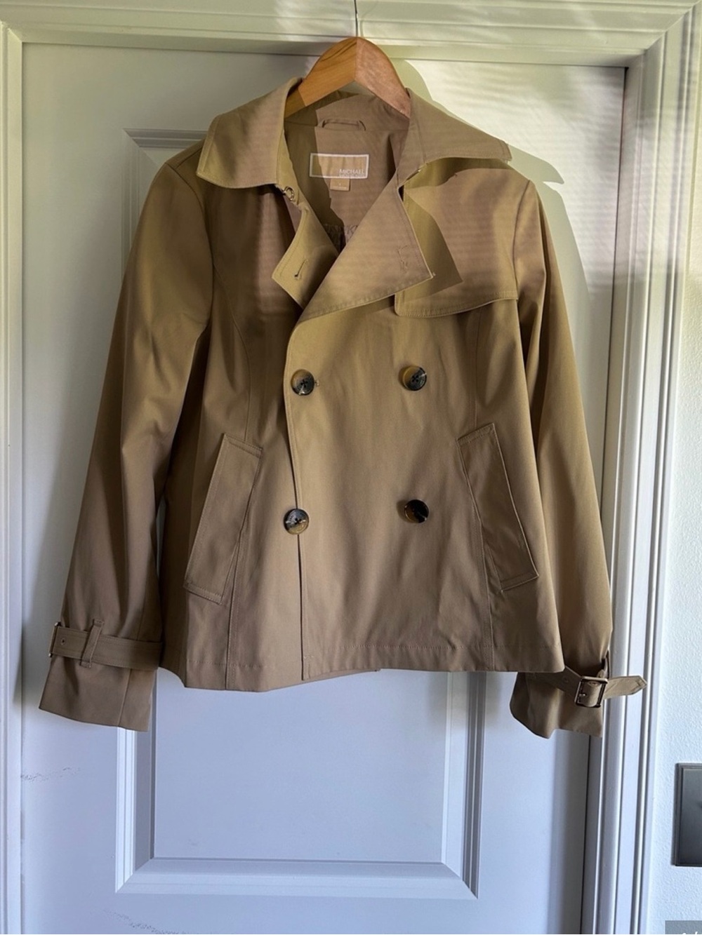 MICHAEL Michael Kors Beige Double-Breasted Short Trench Coat